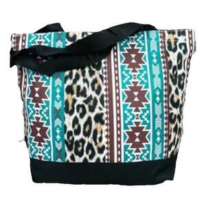 Aztec Leopard Tote Bag Mesa Western ,‎ Boho , Tribal Beach Bag NWT